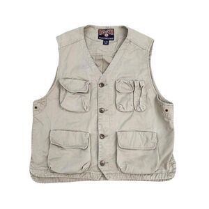 Duluth Trading Utility Vest Tan Canvas Workwear Outdoor Men XL Tall